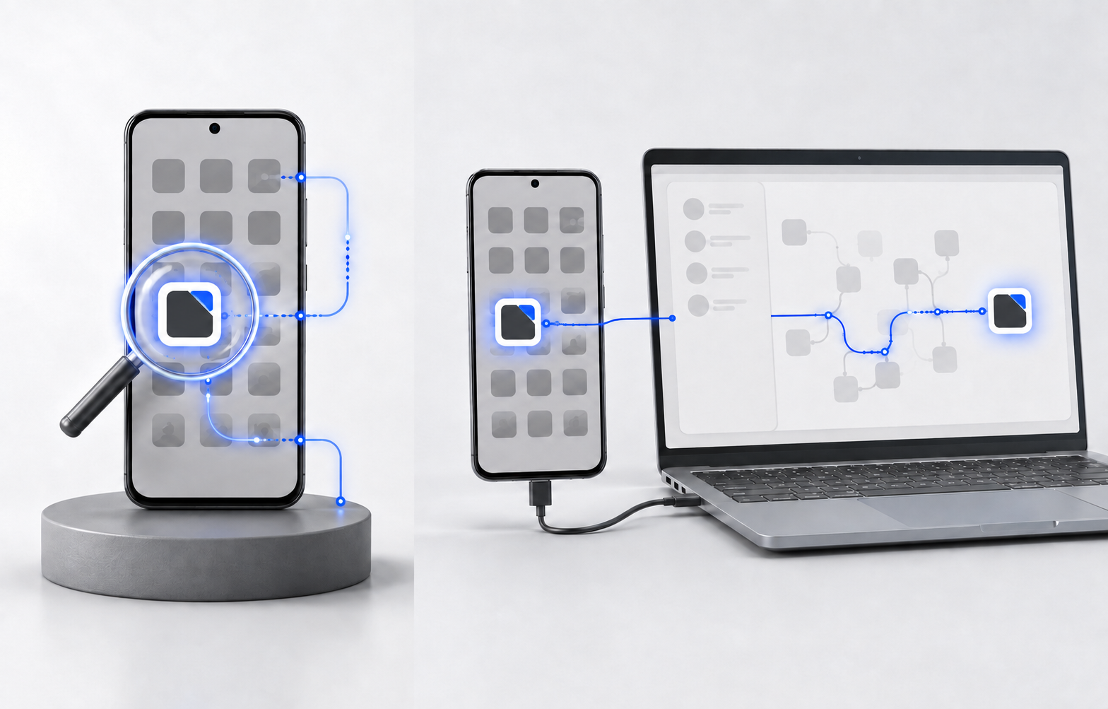PopTrace Android 应用与网页版分别处理持续记录和即时检测